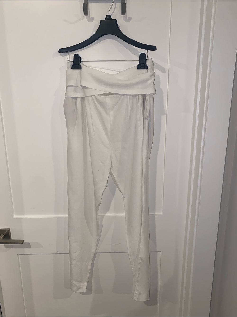 Zara White Linen Draped Harem Pants- Large. Never worn.